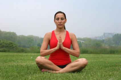 Easy Pose with Palms Pressed (Sukhasana)