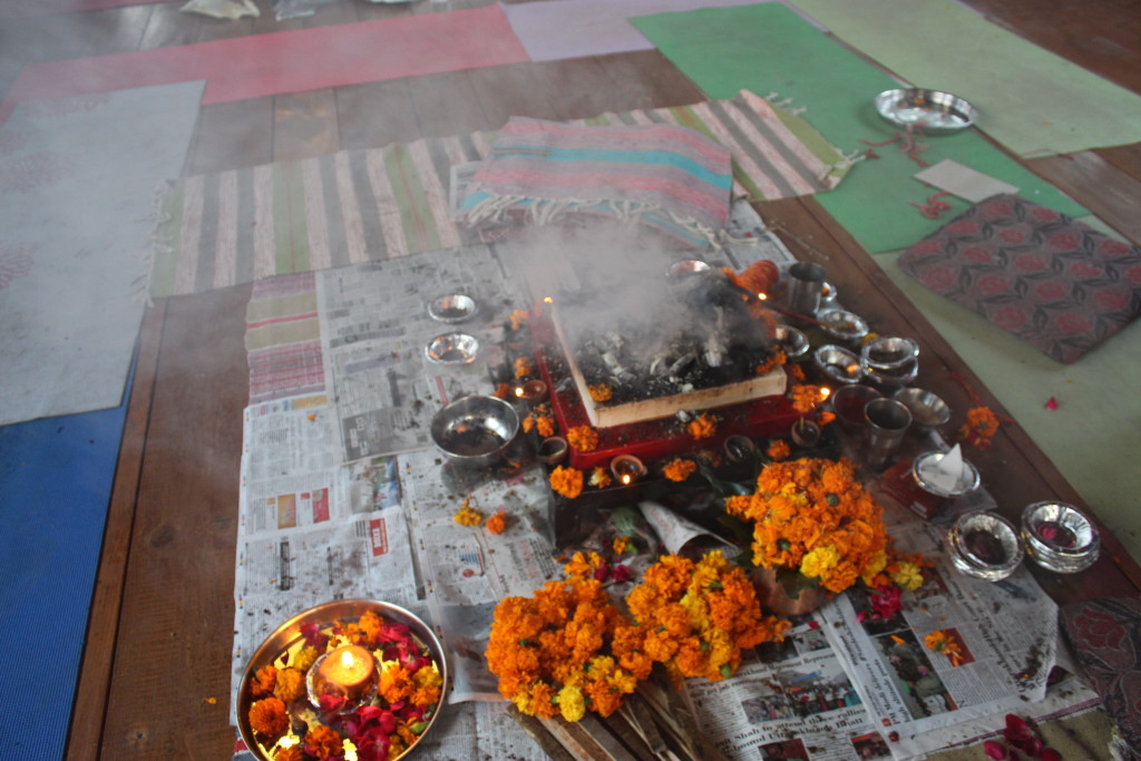 fire ceremony in rishikul yogshala