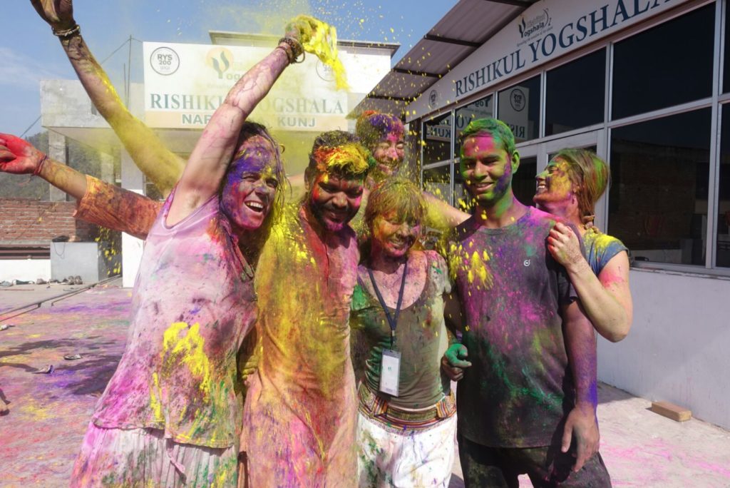 Holi celebration at Rishikul Yogshala