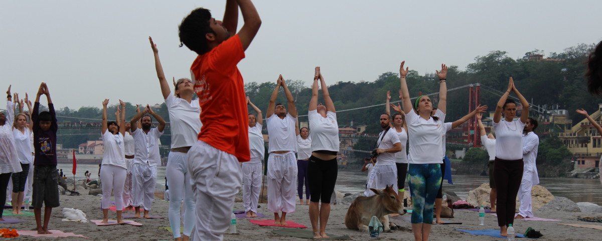 sun salutation at ganga beach