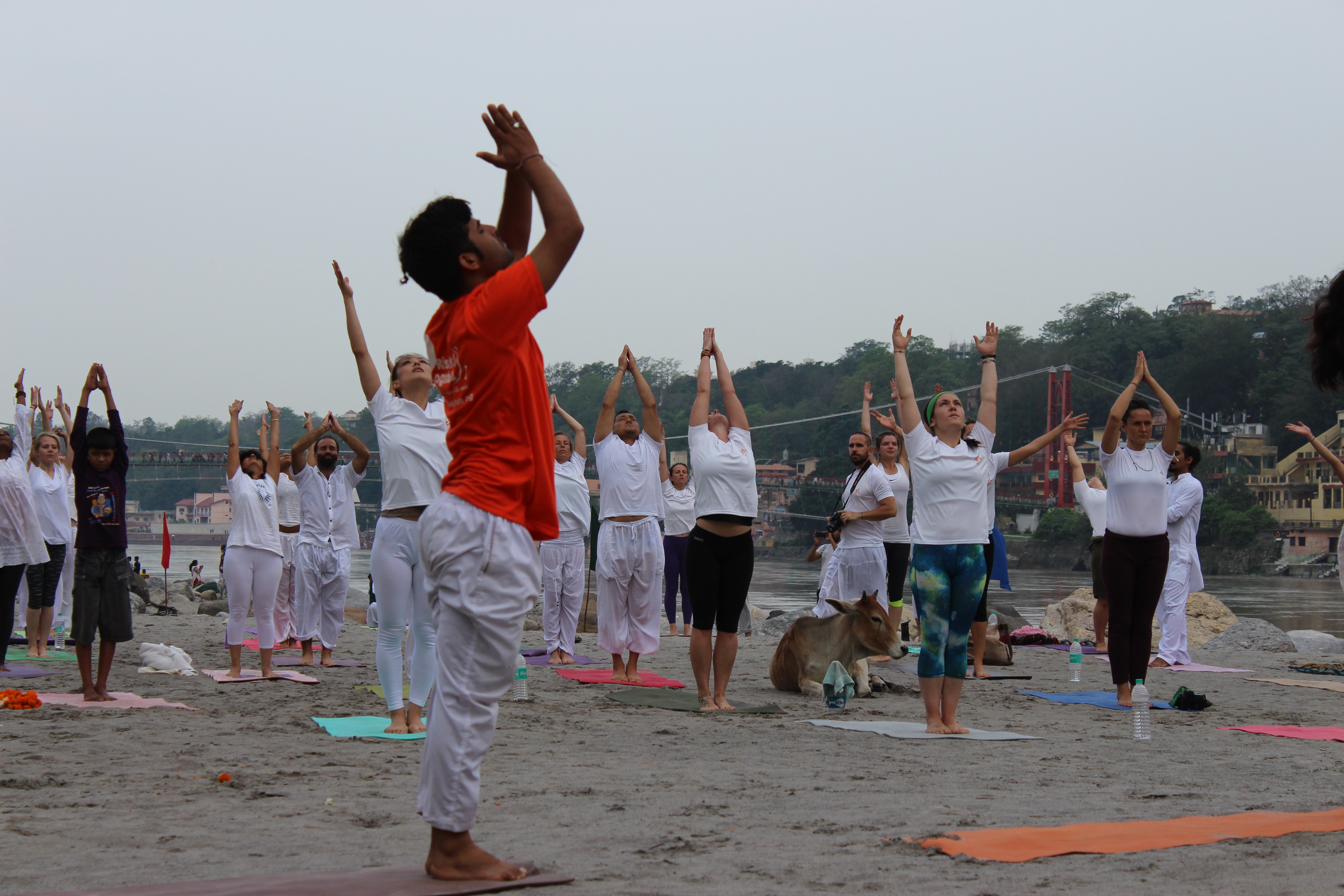 sun salutation at ganga beach